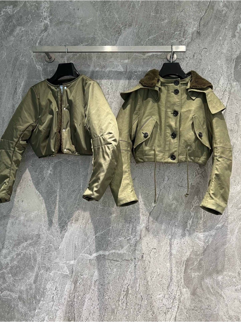 Prada Green Hooded Satin and Cotton 2-in-1 Jacket