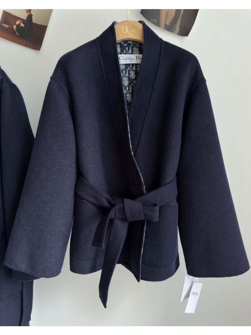 2023 Autumn-Winter Dior Oblique Floral Tie-Neck Coat