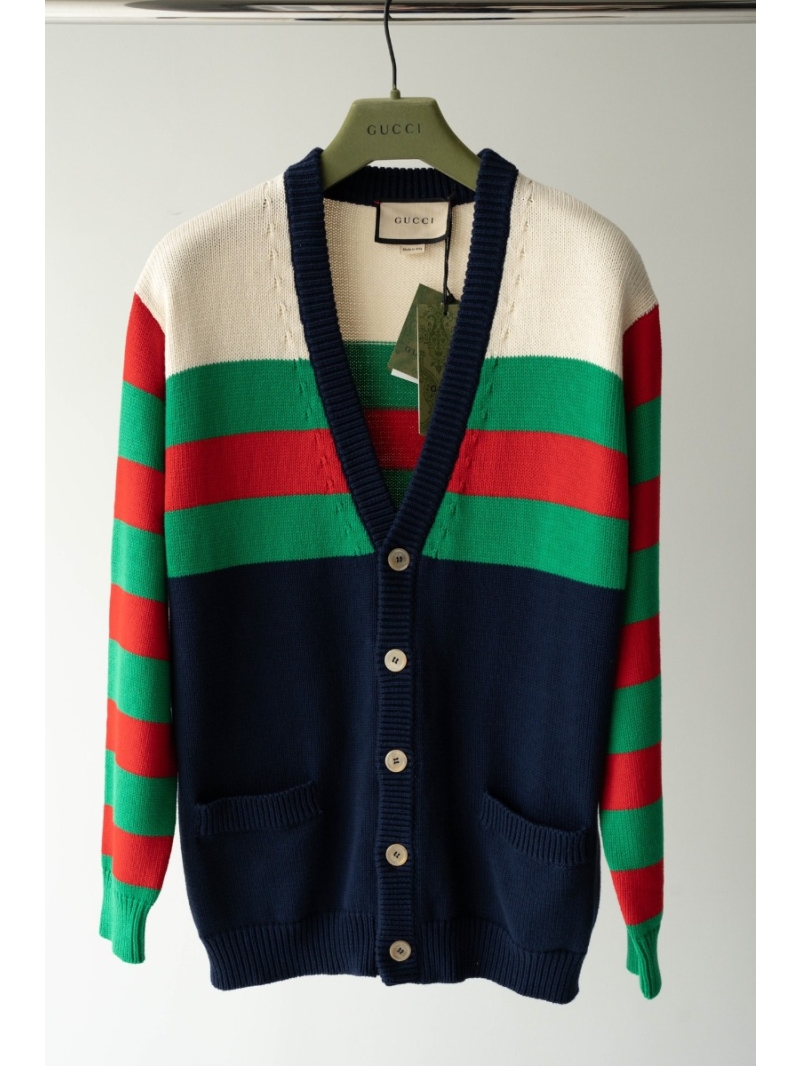 GUCCI Cotton-Wool Blend Striped Cardigan for Men and Women
