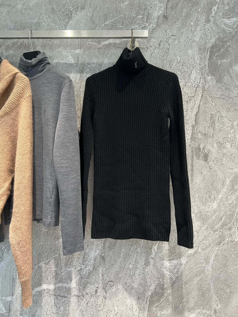 Saint Laurent YSL Turtleneck Sweater with Gold Clasp