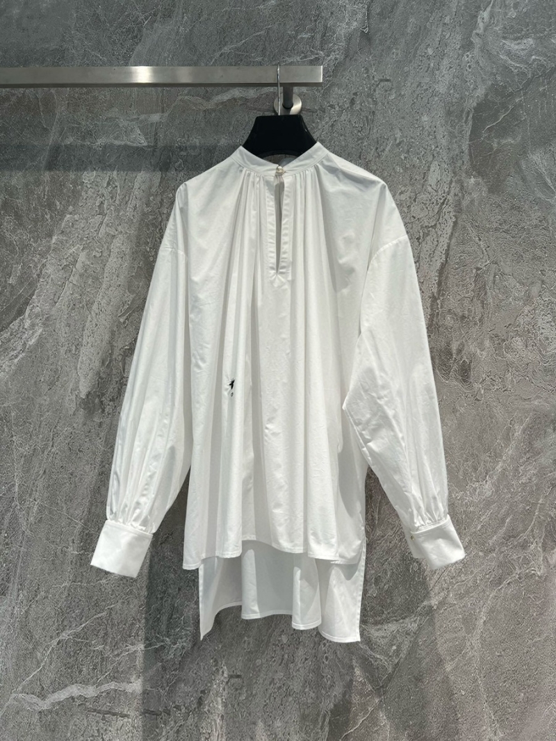 Dior Pearl Button Cotton Tunic Shirt - 2024 Cruise Collection. White