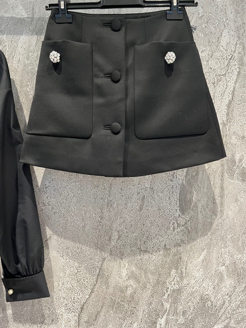 Prada 2024 Party Holiday Collection Crystal Button A-line Skirt