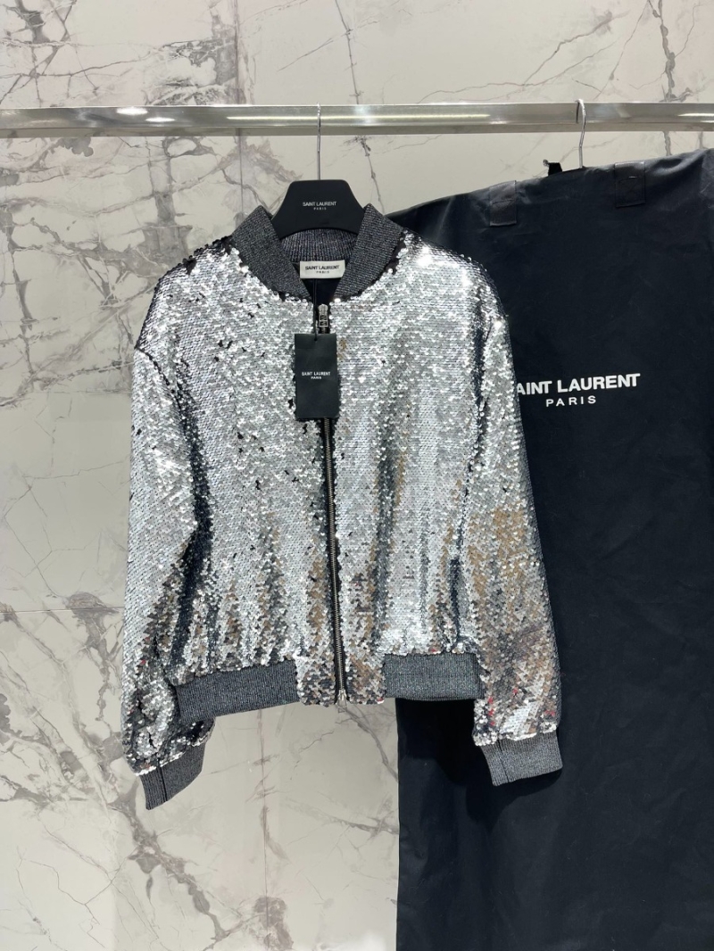 Saint Laurent YSL Exclusive Silver Sequined Jacket