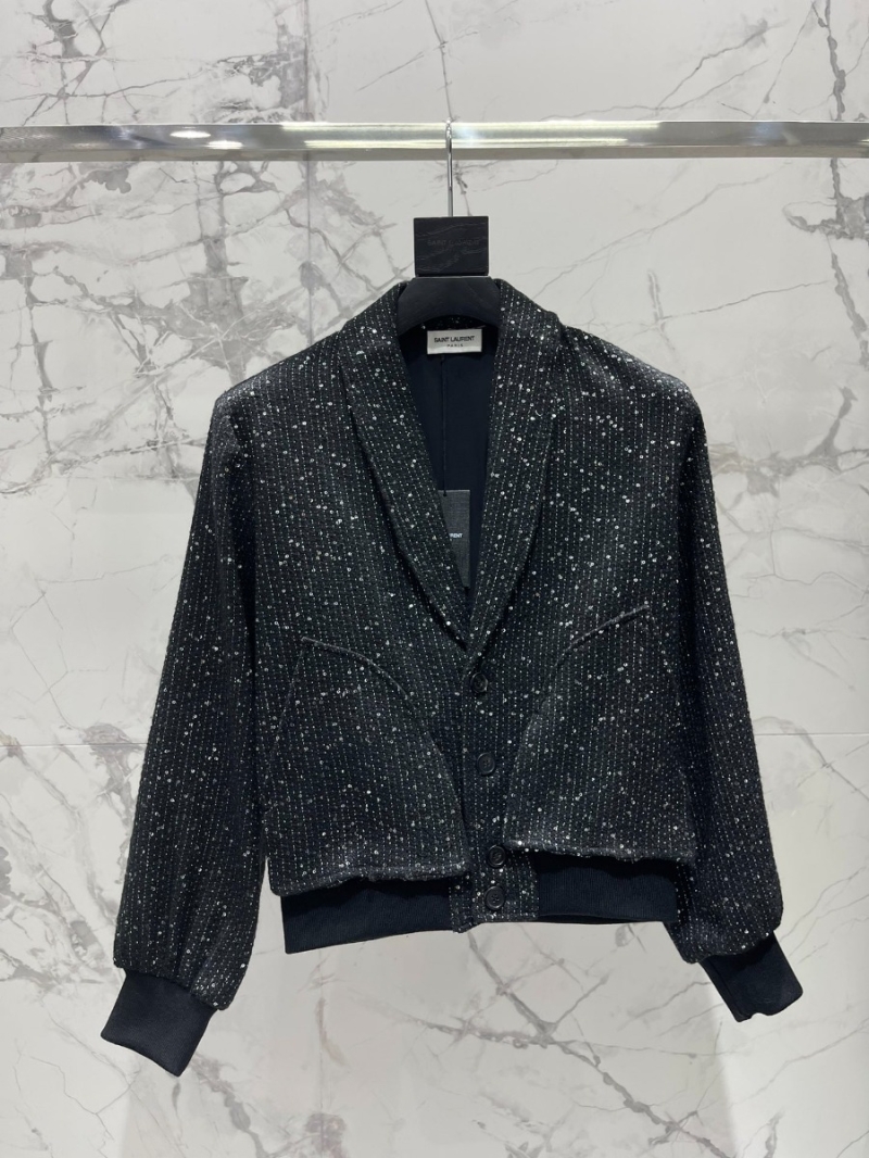SAINT LAURENT New Release Casual Lurex Wool Jacket
