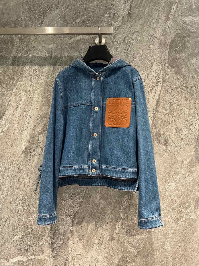 Loewe Leather-Trimmed Denim Jacket