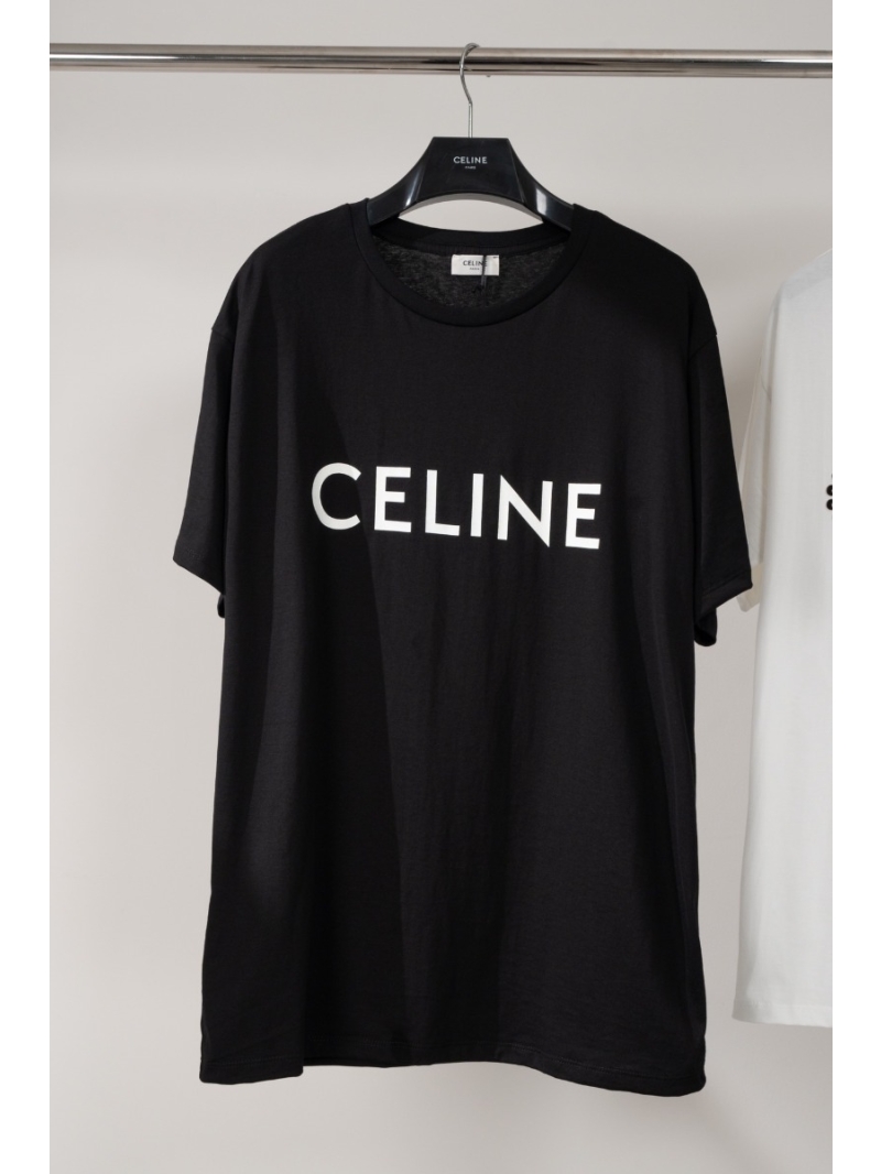 CELINE Neutral Cotton Plain Knit Loose Fitting T-Shirt black