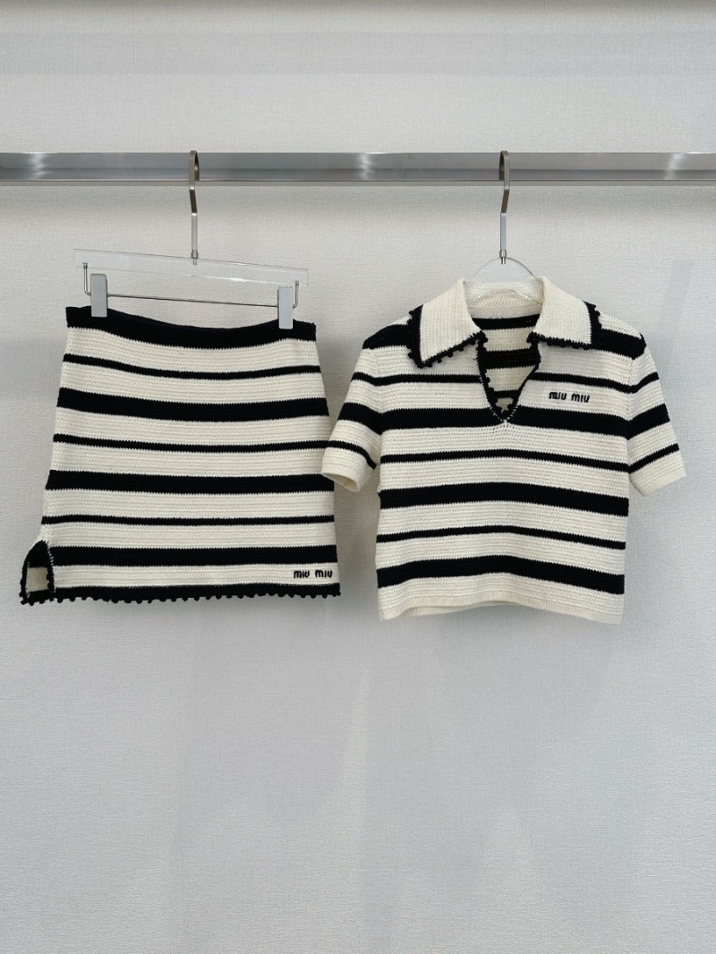 Miu Miu Striped Collared Polo Shirt