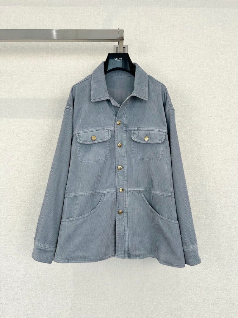 Celine Vintage Metal Button Collared Shirt – Custom-Dyed Fabric with Structured Silhouette