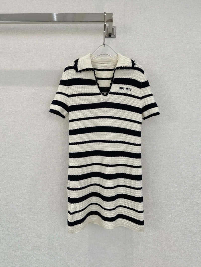 Miu Miu Striped Collar Polo Dress