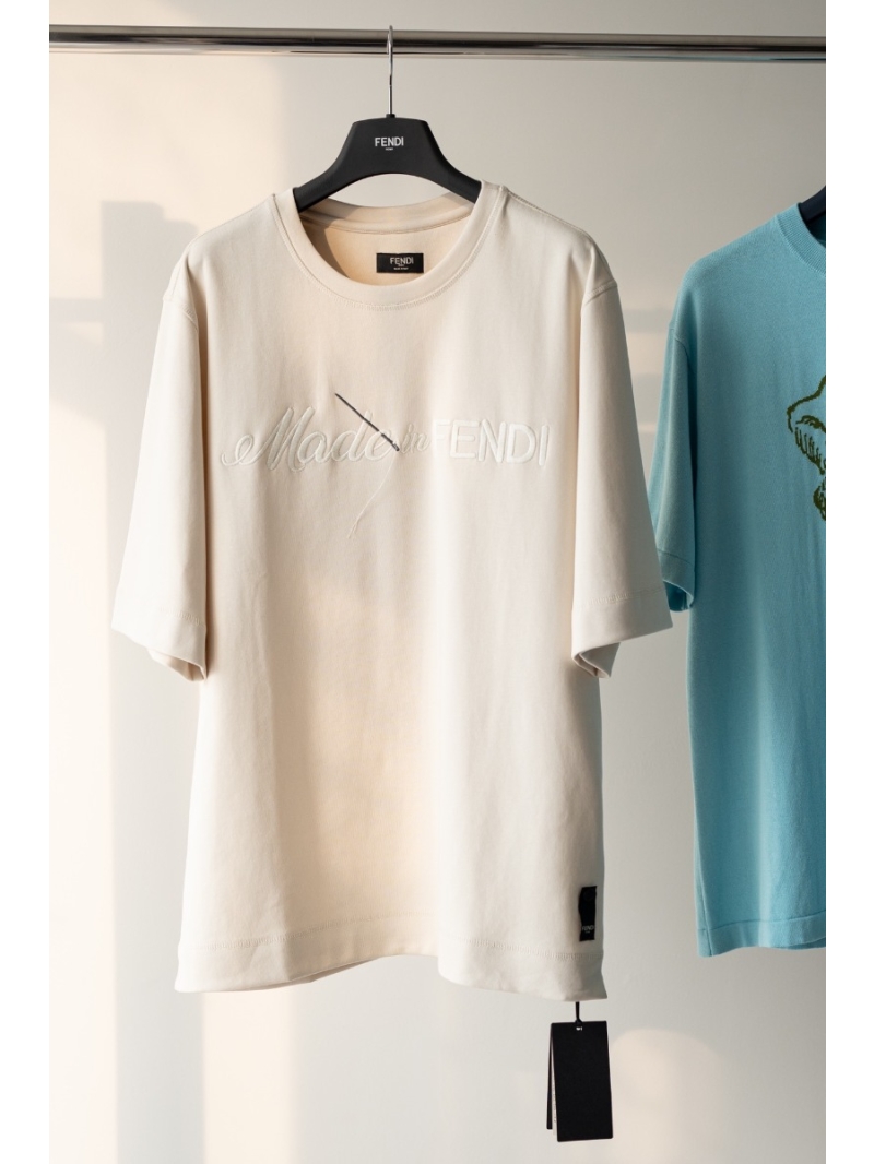 Fendi Collection Premium Cotton T-shirt in Off-White