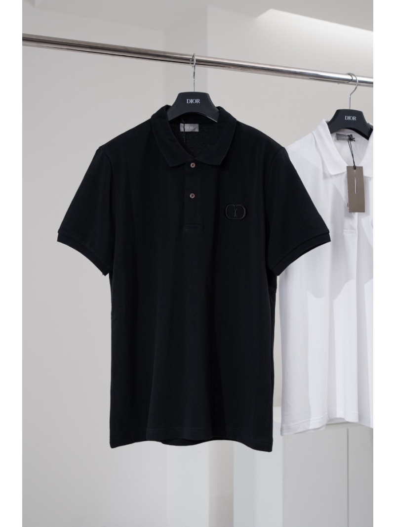 Dior Men SS24 Classic Polo Cotton Short-Sleeve Shirt -black