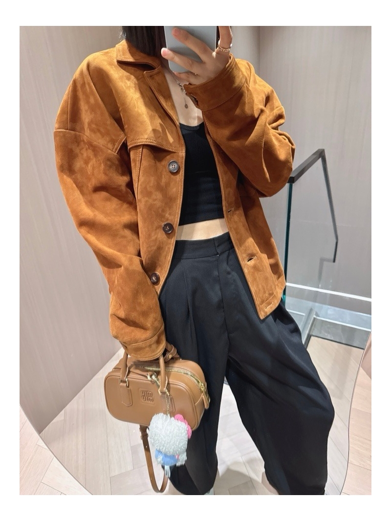Miu Miu 2024 Fall/Winter Collection Oversized Suede Jacket. Colour 1