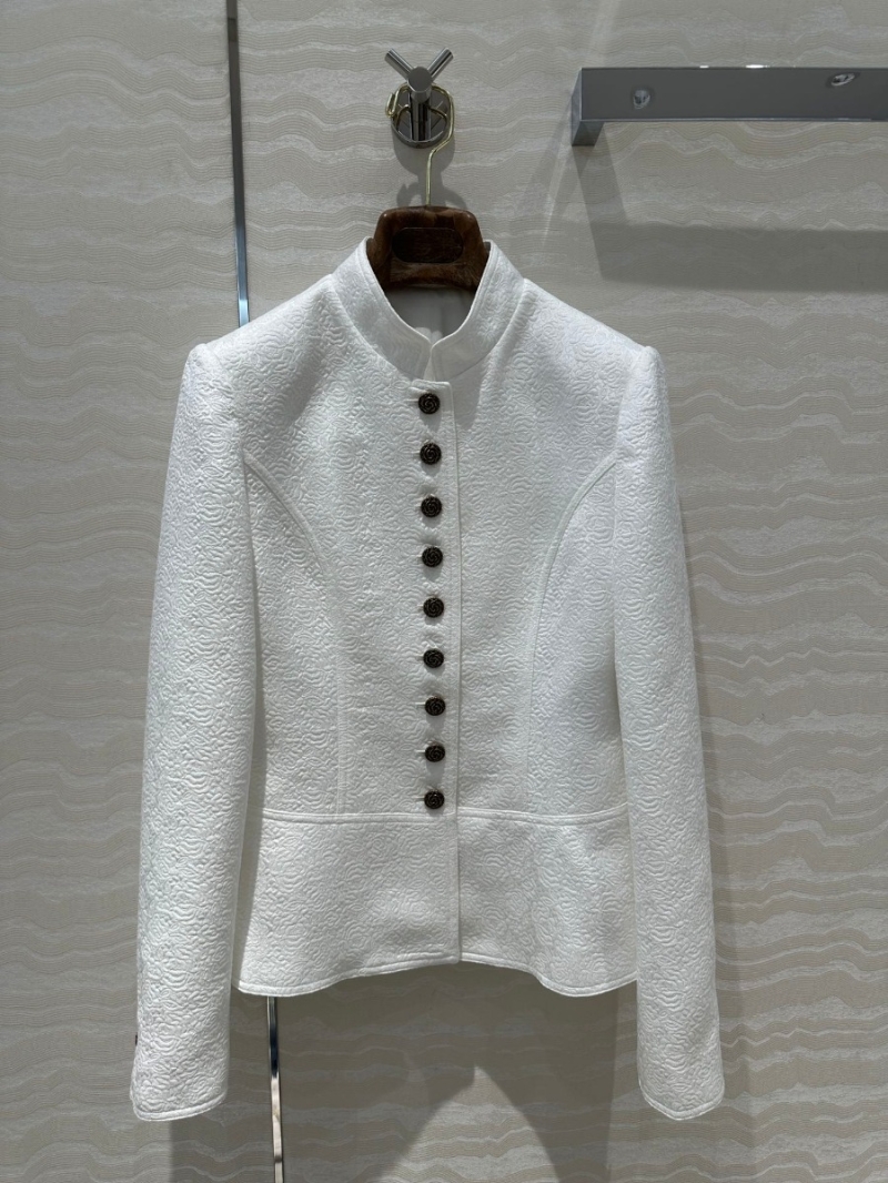 Loro Piana LP Collection Elegant Jacquard Wool Blend Jacket in White