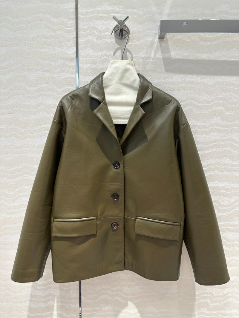 Miu Miu Oversized Imported Lambskin Blazer Jacket in Olive Green