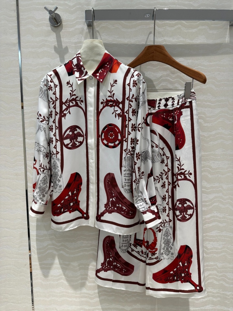 Hermes Floral Stirrup and Chain Print Silk Shirt