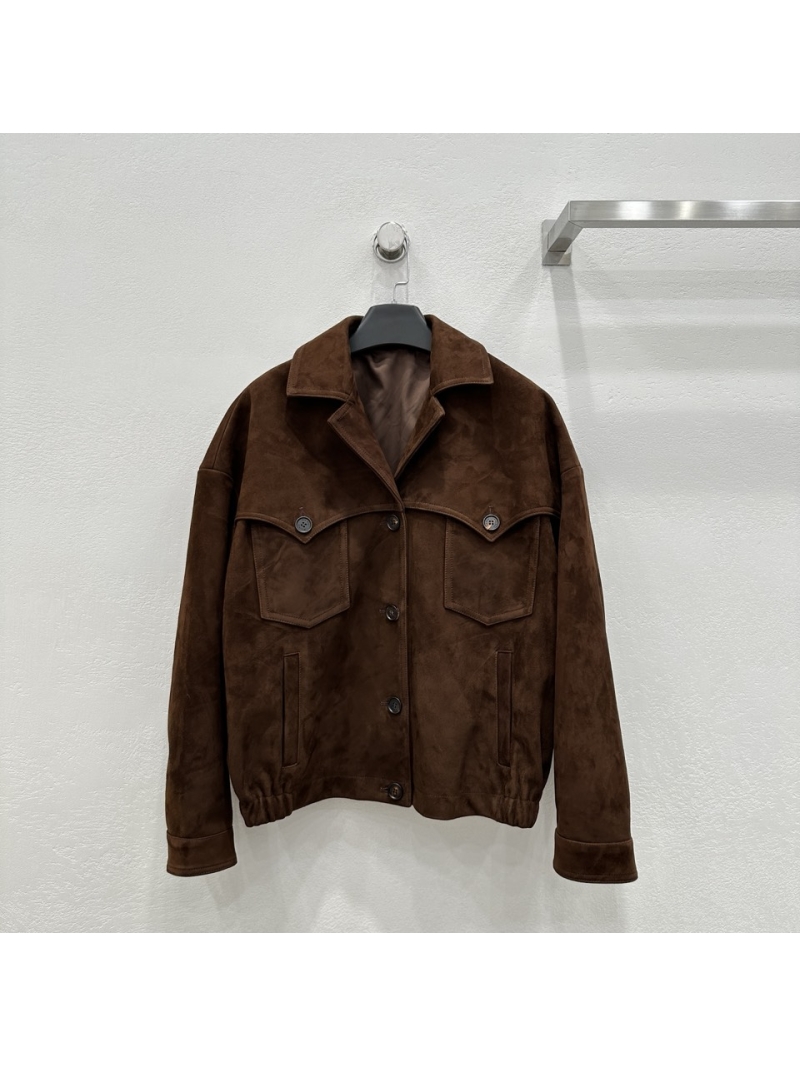 Miu Miu 2024 Fall/Winter Collection Oversized Suede Jacket. Colour 2