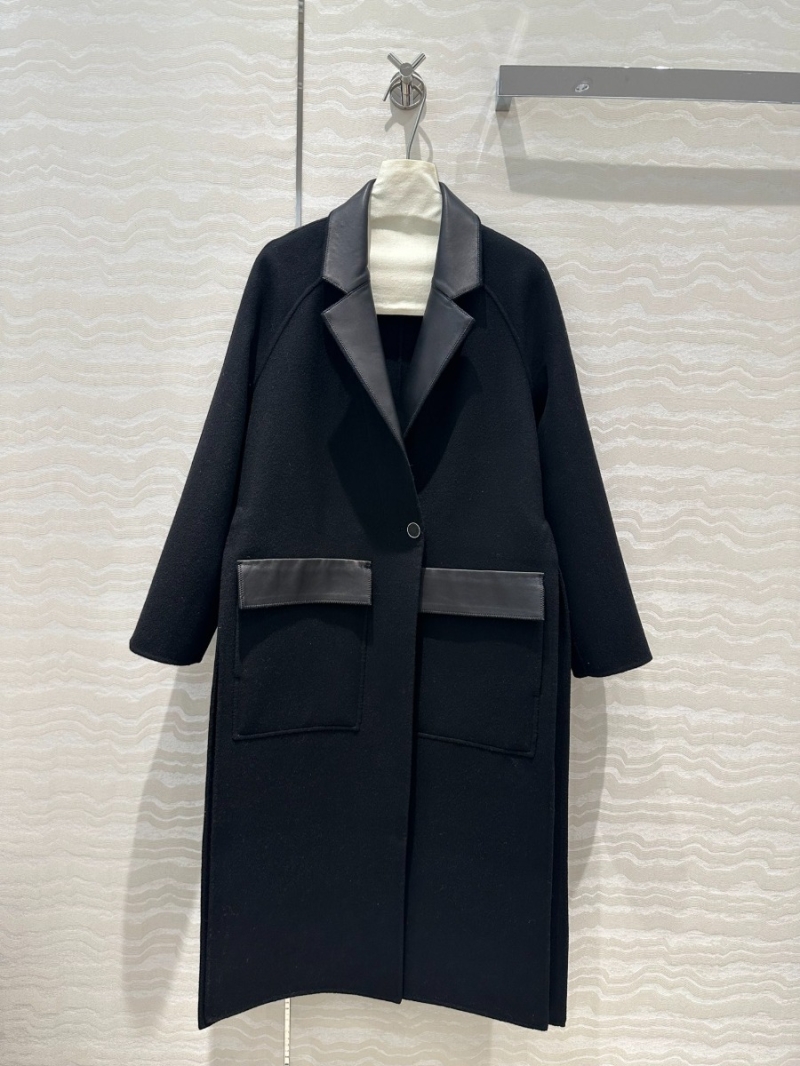 Hermes Luxury Double-Faced Wool Cashmere Coat Black