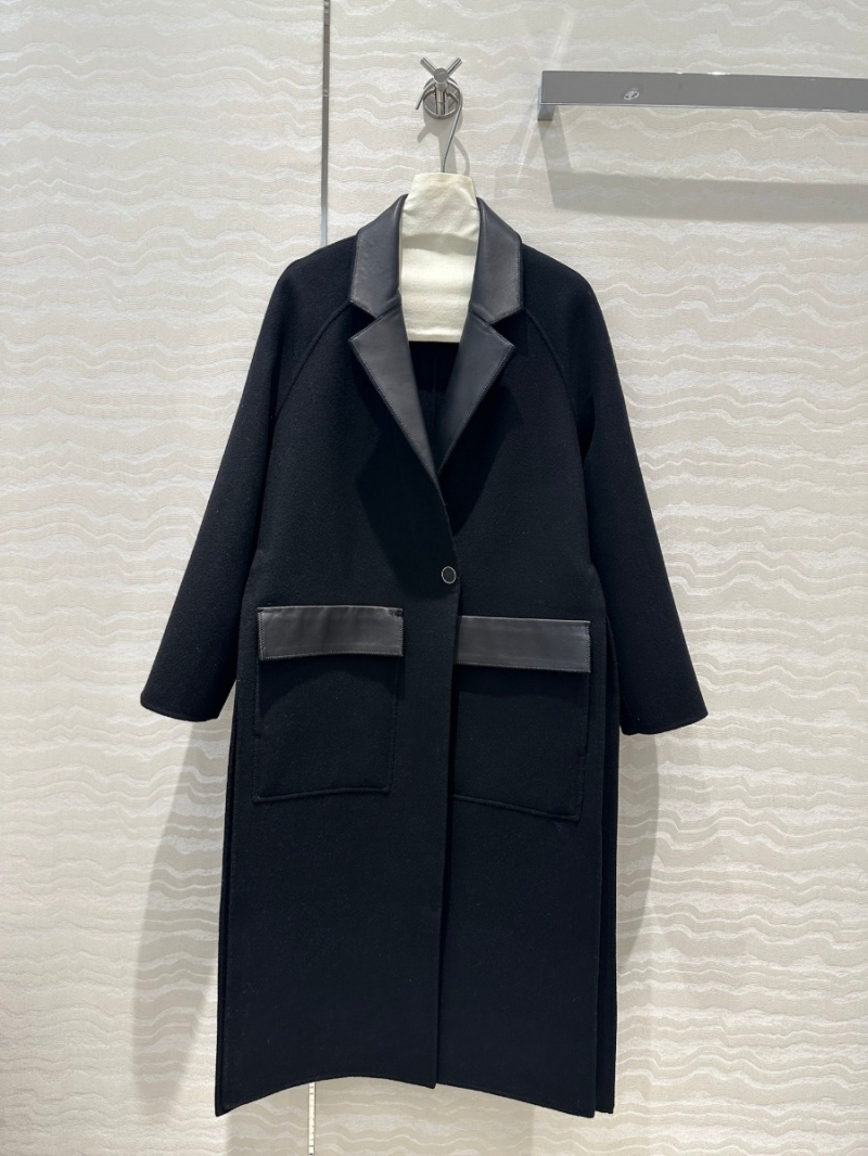 Hermès Limited Edition Luxurious Wool-Cashmere Coat with Sheepskin Details in Black