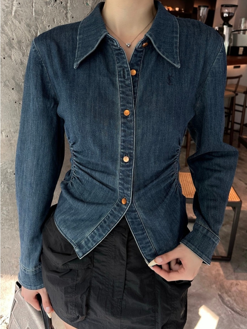 Saint Laurent YSL Retro Fitted Denim Shirt