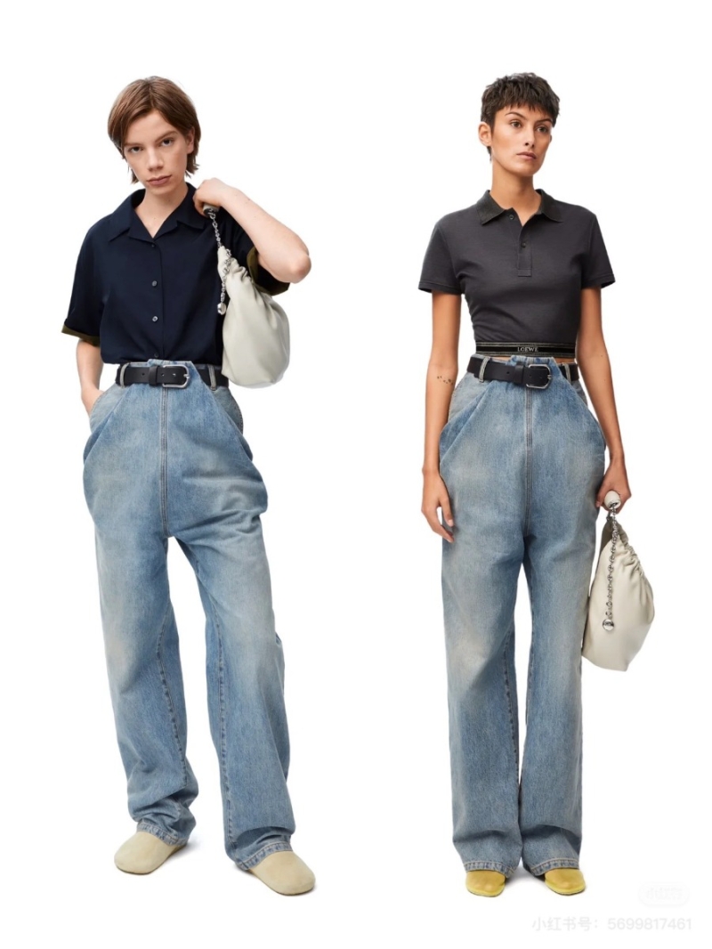 Loewe Collection Vintage High-Waisted Straight-Leg Jeans with Leather Belt