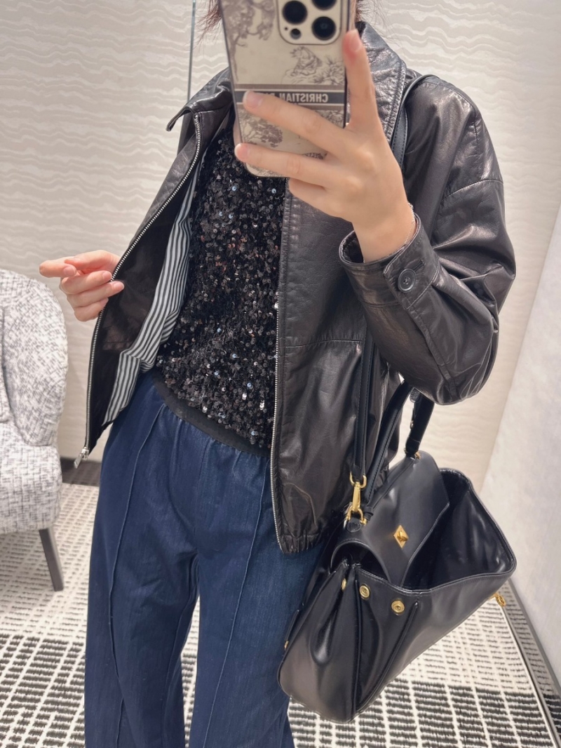 Bottega Veneta Limited Edition Minimalist Calfskin Leather Jacket in Black