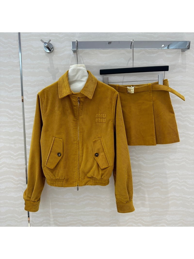 Miu Miu Ginger Corduroy Pleated Skirt