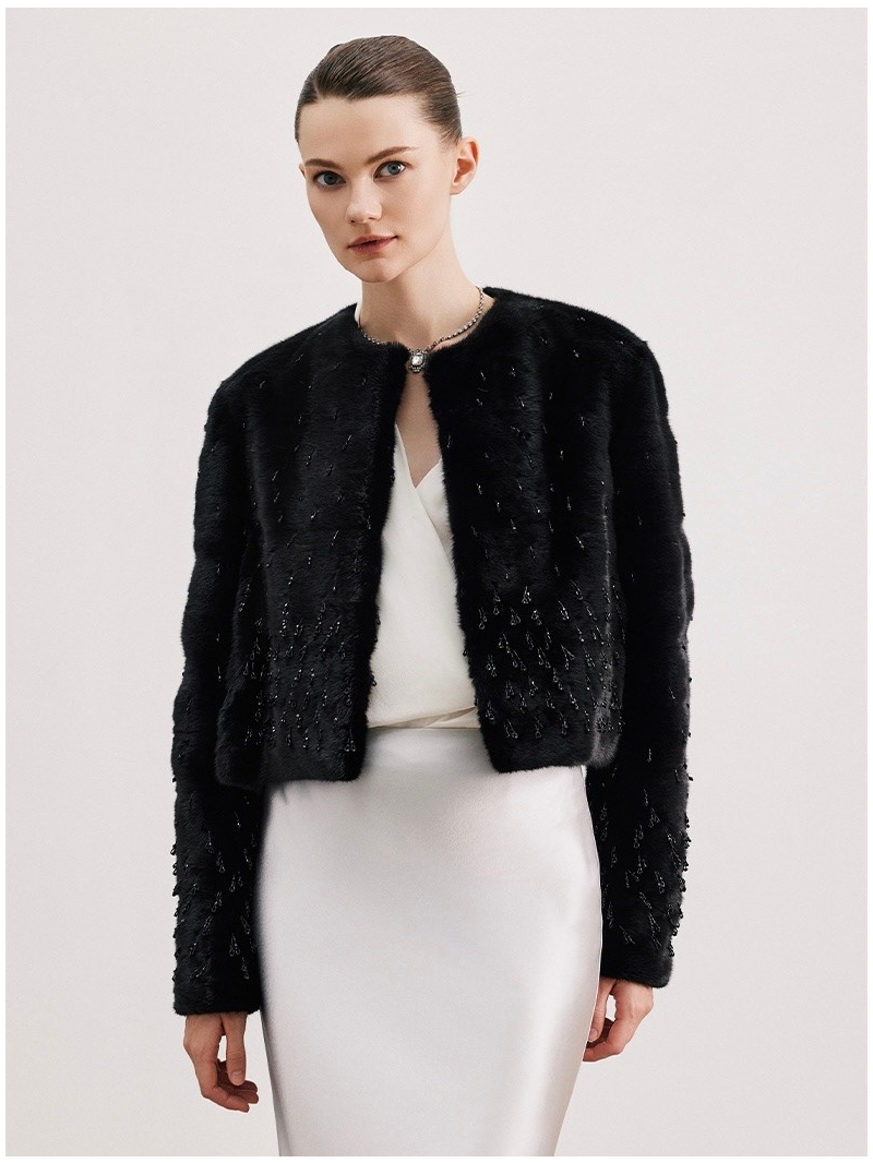 Dior Limited Edition Copenhagen Auction Black Beaded Mink Fur Coat