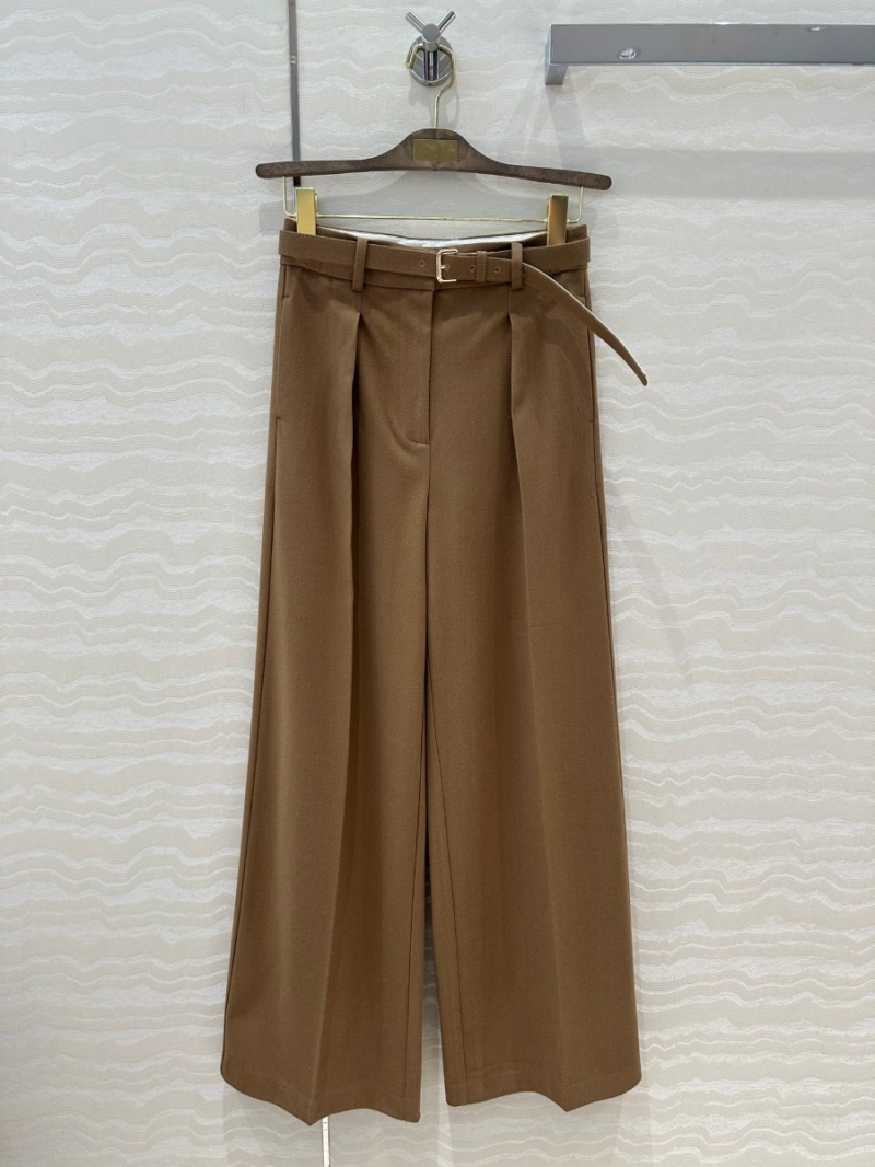 Loro Piana Premium Straight-Leg Trousers with Belt – Brown