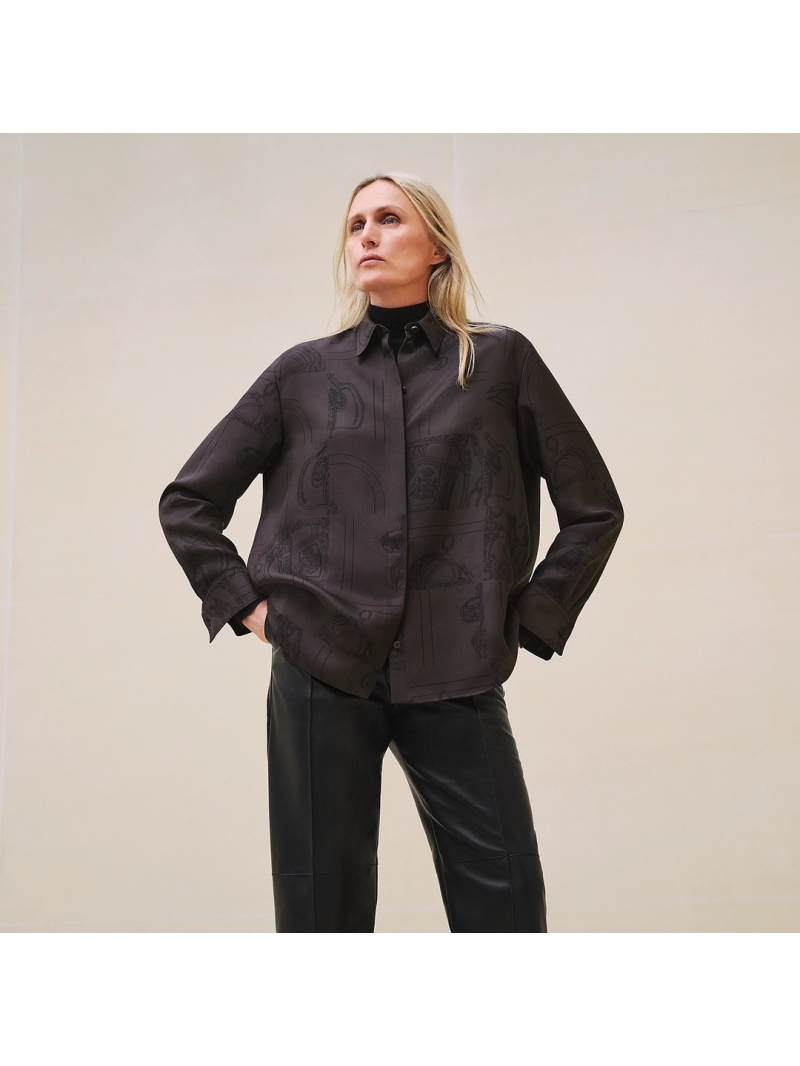 Hermès Midnight Purple Chain & Rope Print Silk Shirt