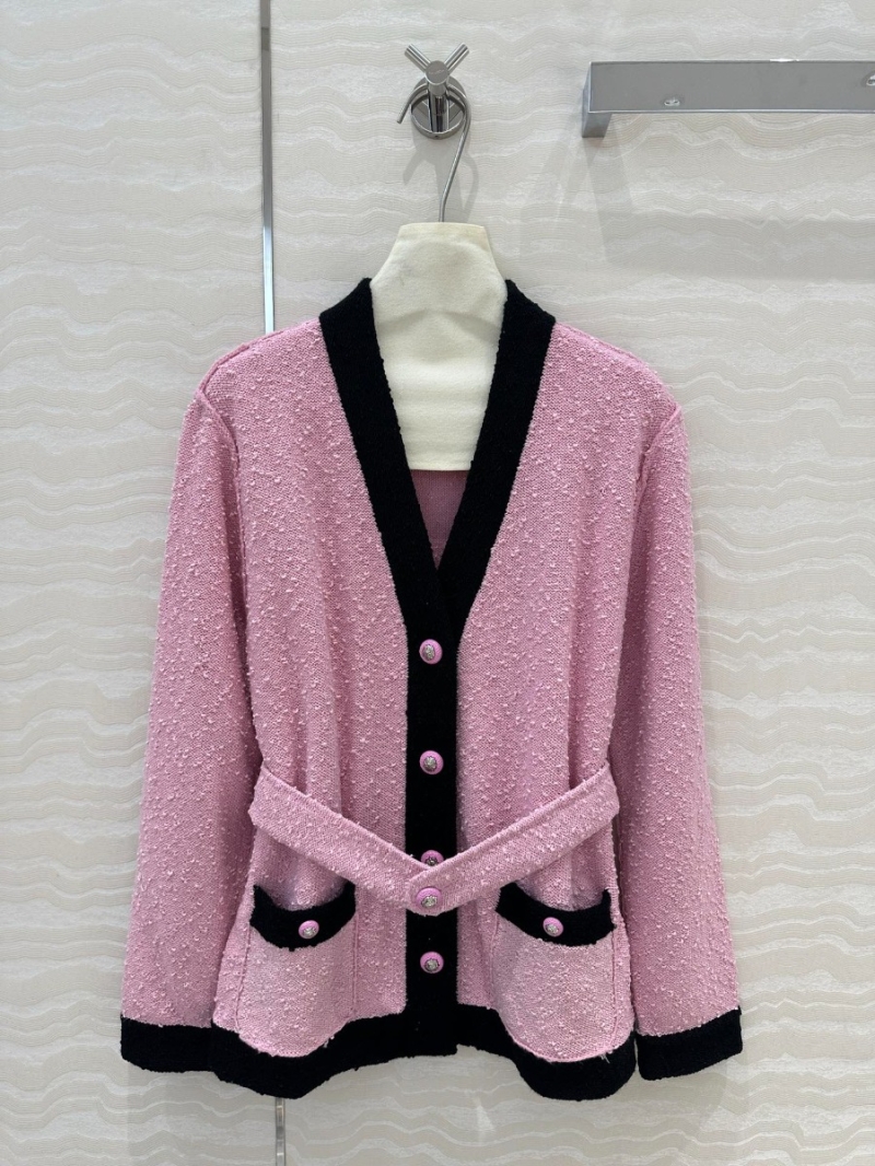 Chanel 24P Deauville Series Contrast V-Neck Cardigan Coat
