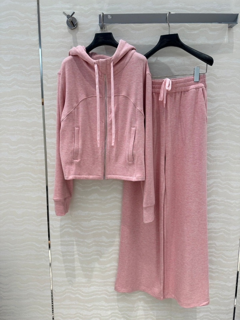 Alexander Wang Casual Loungewear Set – Soft Hooded Jacket & Wide-Leg Pants in Pastel Pink