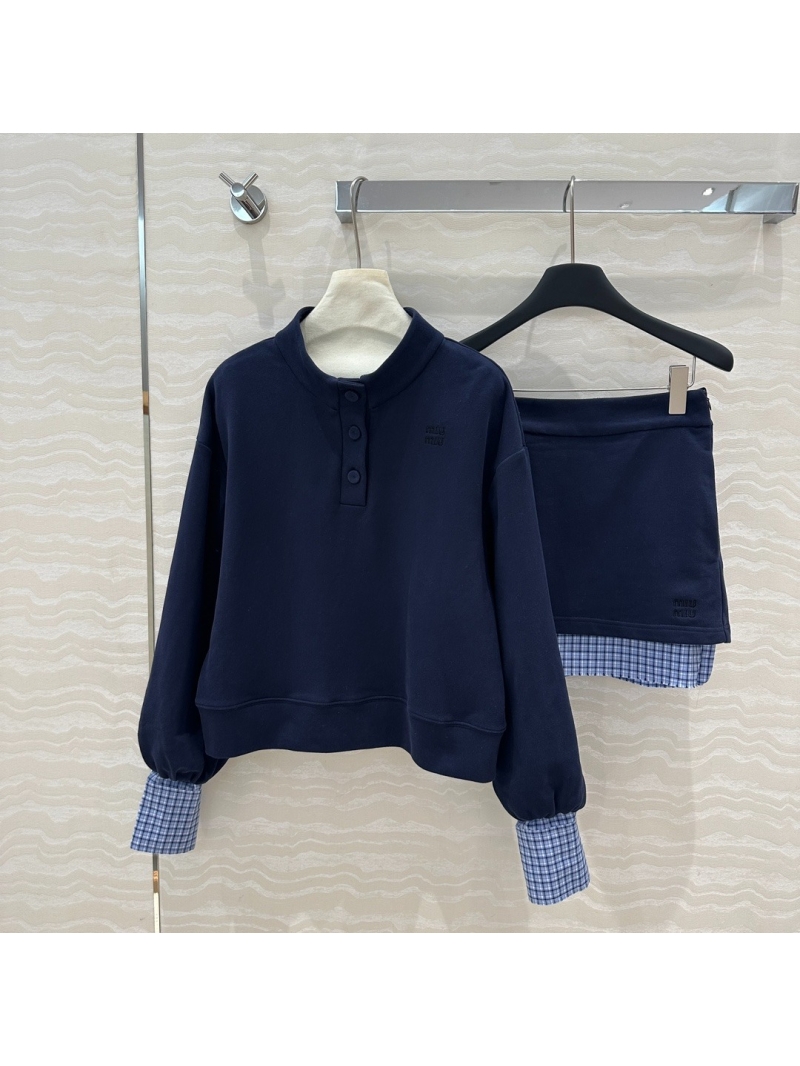 Miu Miu Chic Sweater and Skirt Set Blue