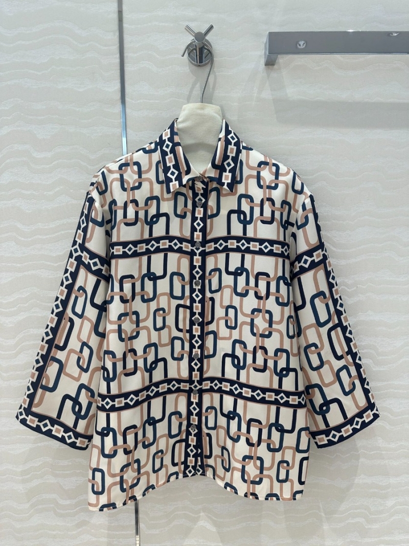MaxMara Imported Silk Luxury Chain Link Print Shirt