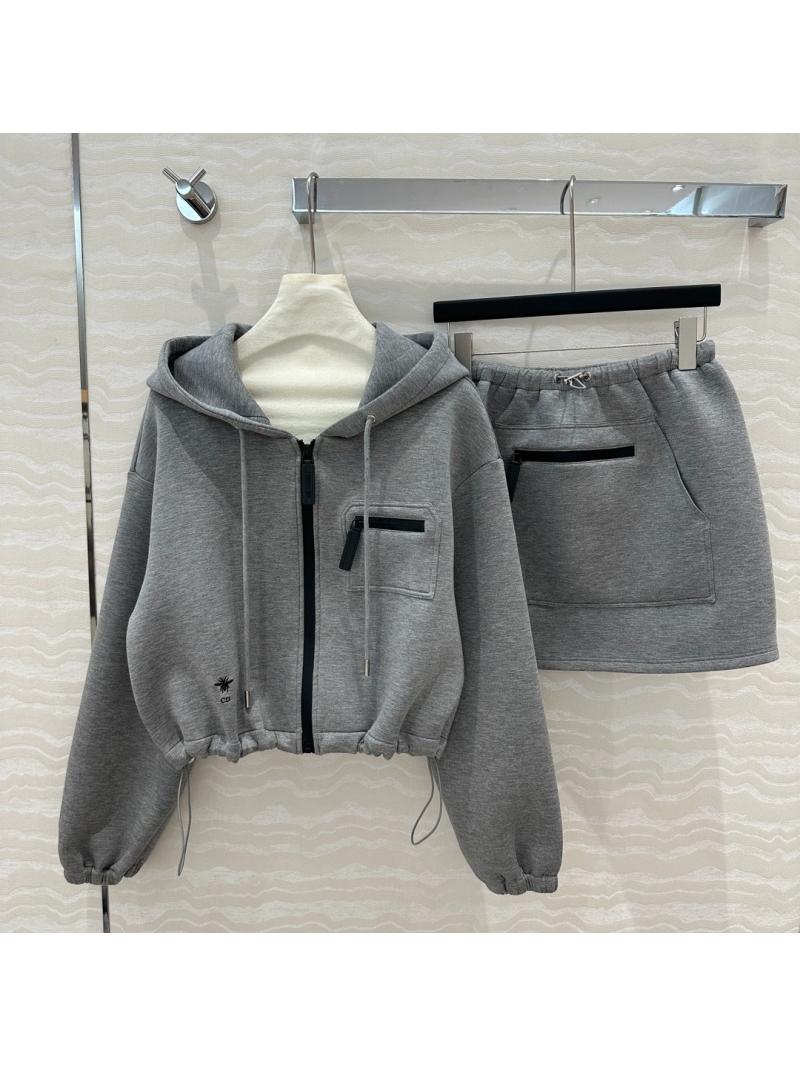 Dior MissDior Chic Hoodie and Skirt Set Grey
