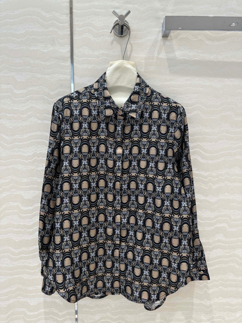 MaxMara Abstract Art Collection Silk Shirt - Printed Silk Twill Blouse - Black & Beige