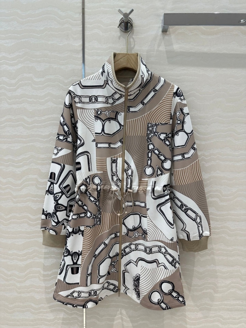 Hermès Effet Kaleidoscope Sporty Dress - Printed Cotton Jersey Dress - Beige & Brown