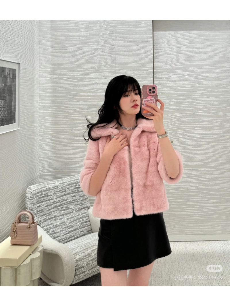 Dior Copenhagen Collection Premium Mink Fur Coat - Short A-Line Jacket - Blush Pink