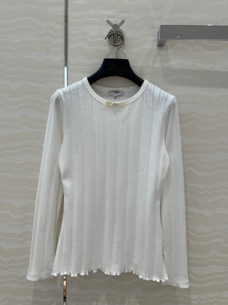 Chanel Coco Collection Elegant Bow-Detail Cotton Top - White