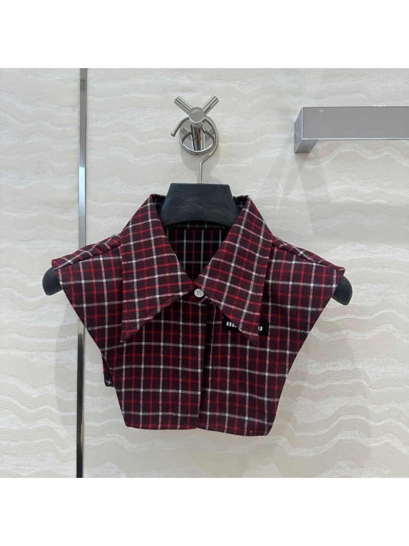 Miu Miu Youthful Collection Plaid Detachable Collar in Red