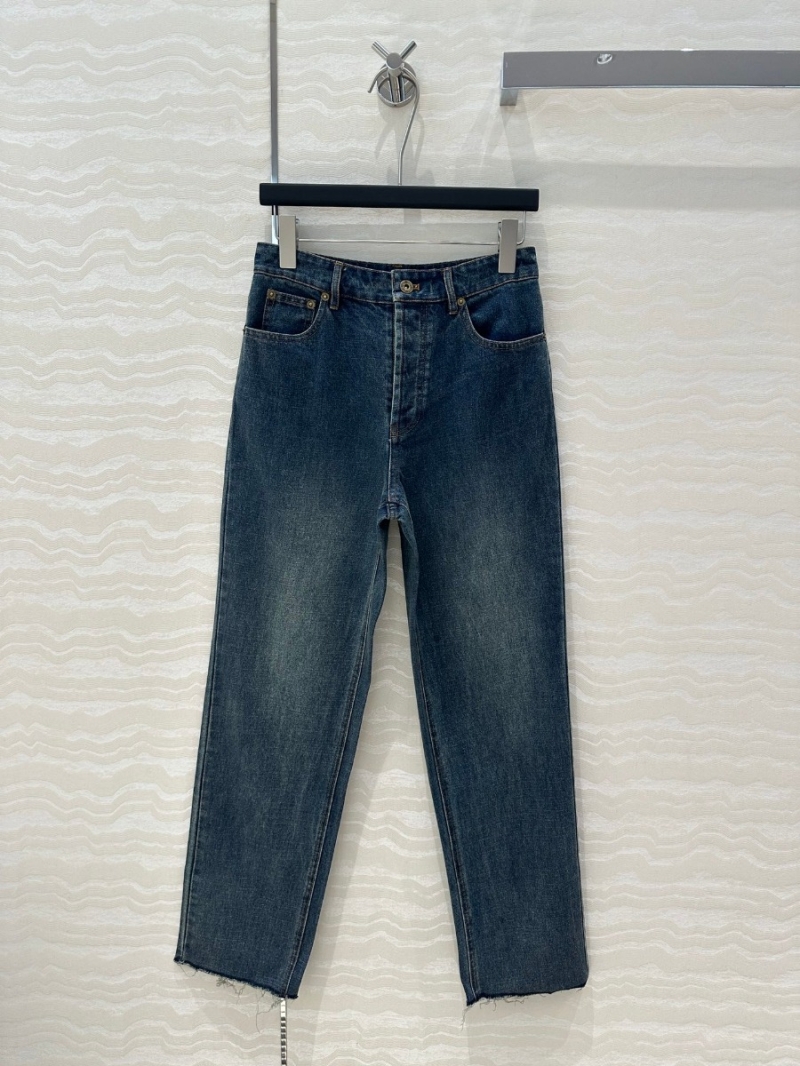 Miu Miu Vintage Mid-Rise Frayed Hem Straight-Leg Jeans