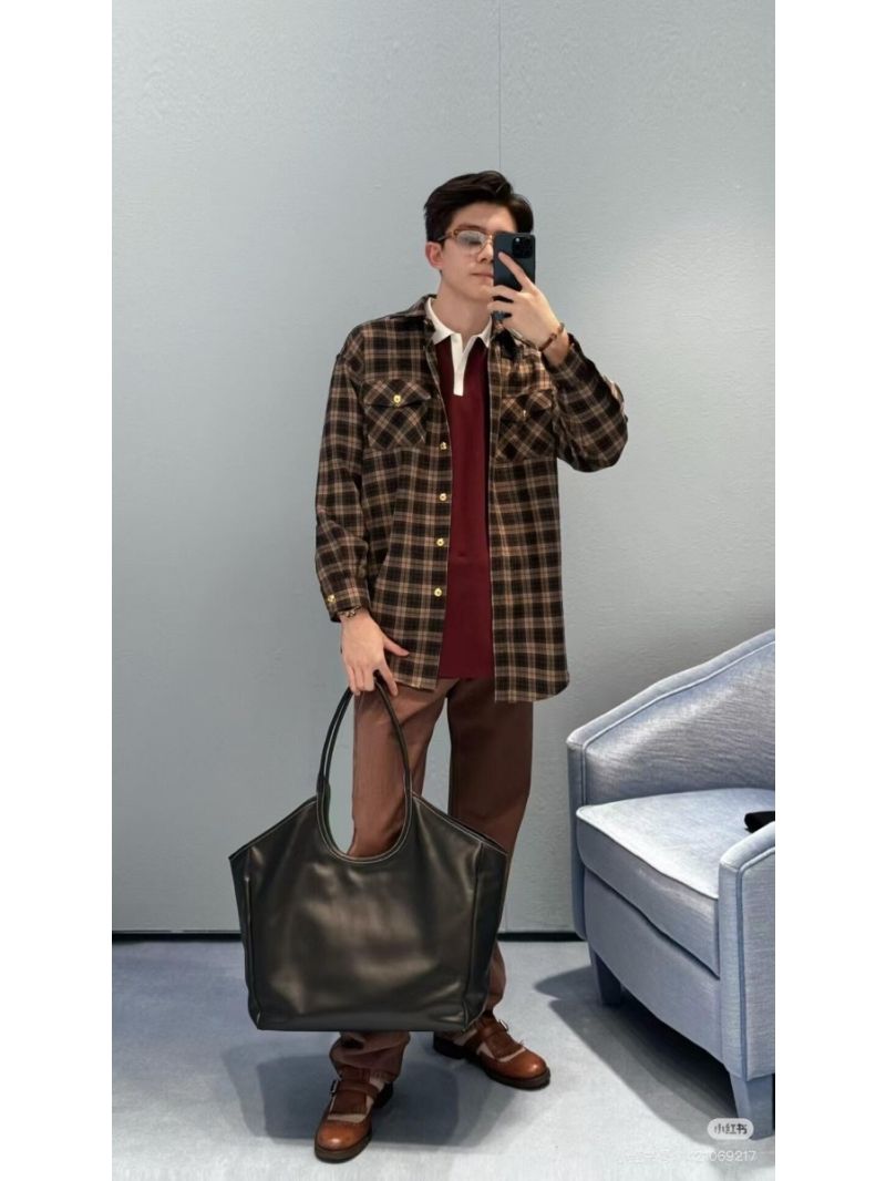 Miu Miu English Academy Style Plaid Long Shirt Dress