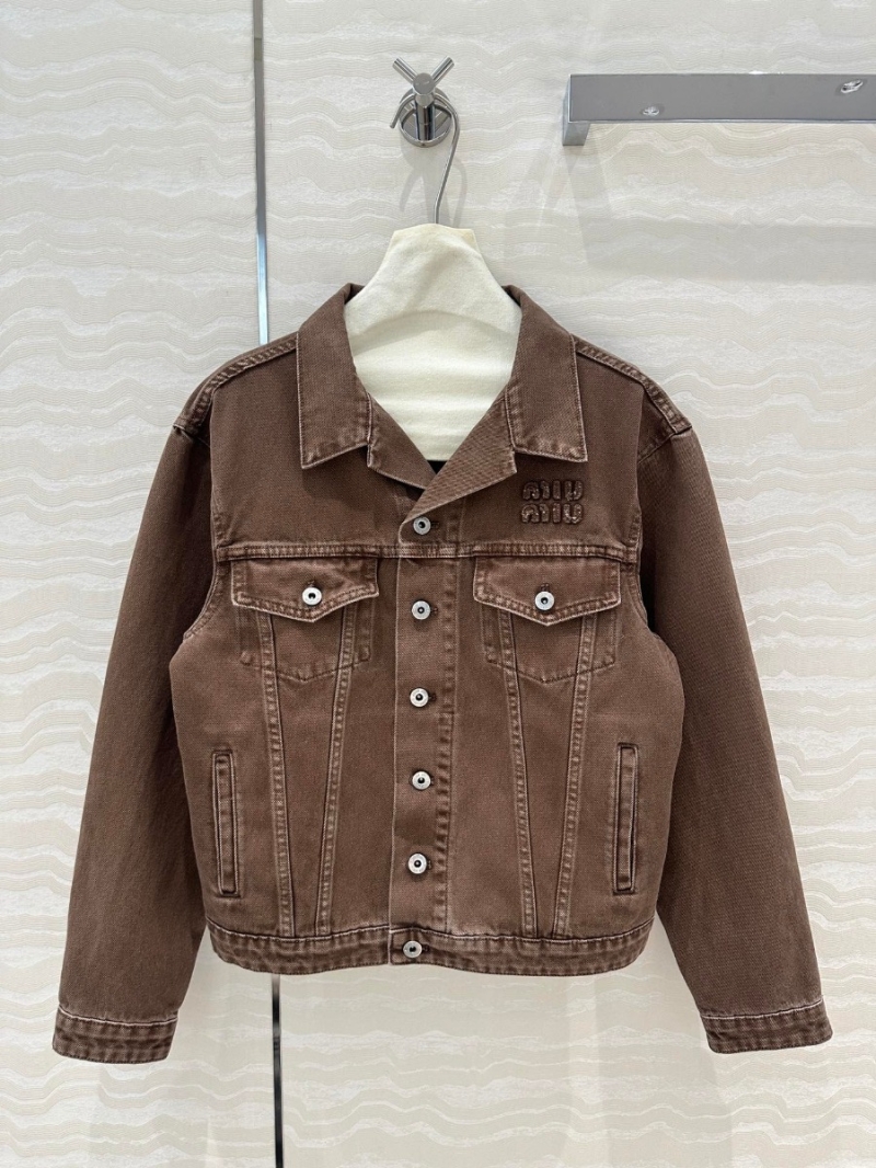 Miu Miu Fall Brick Red Washed Denim Jacket