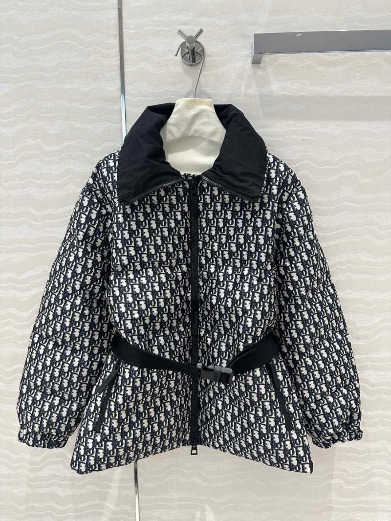 Dior Miss Dior Ski Collection Stylish Puffer Jacket in Black with White Oblique Pattern