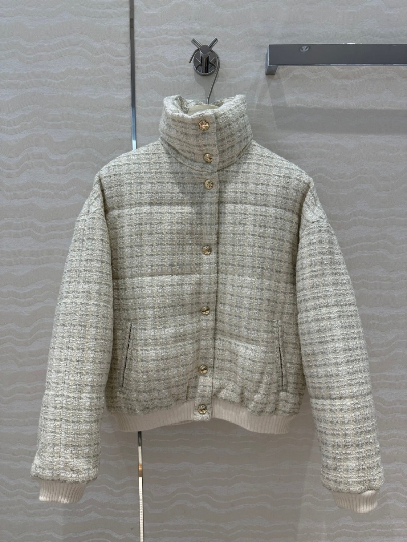 Chanel CC24K Collection Elegant Tweed Puffer Jacket Checkered