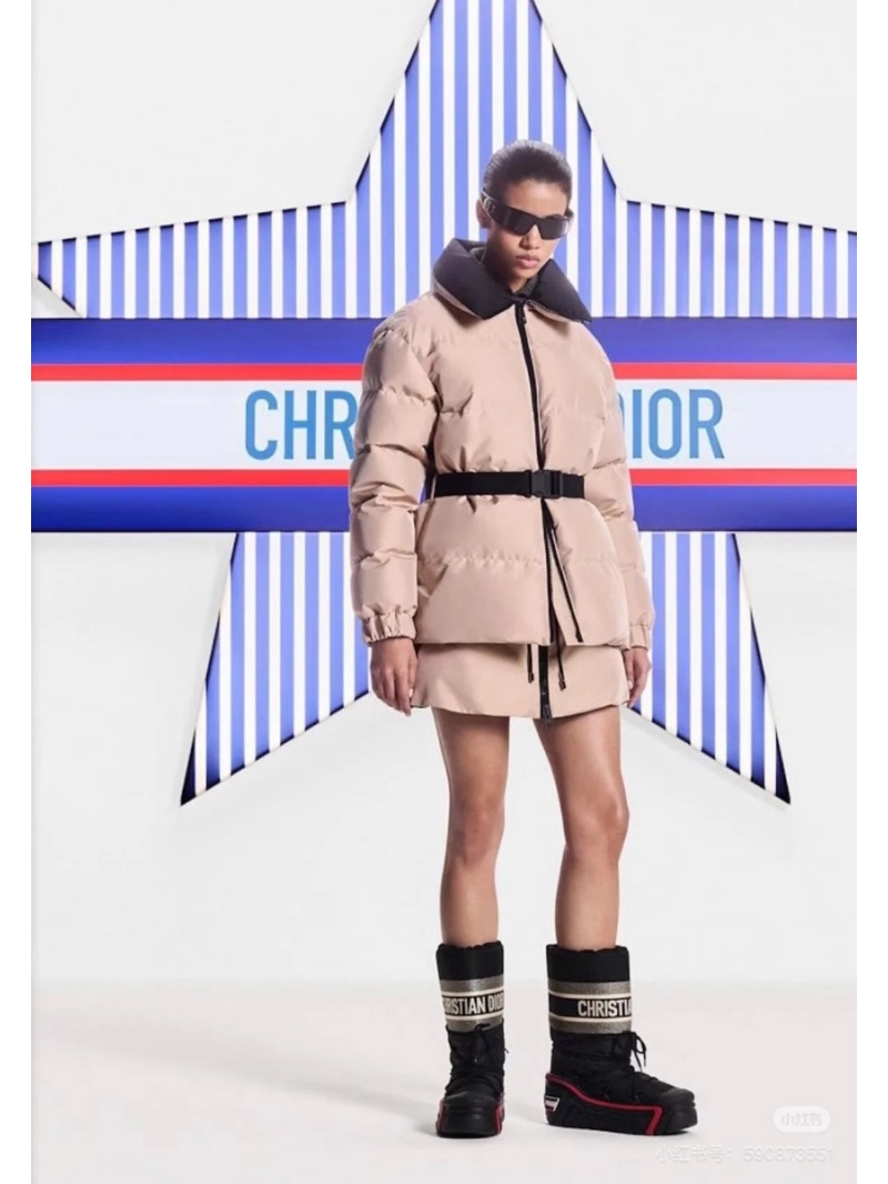 Dior MissDior Alps Series Stylish Puffer Jacket – Beige with Black Accents