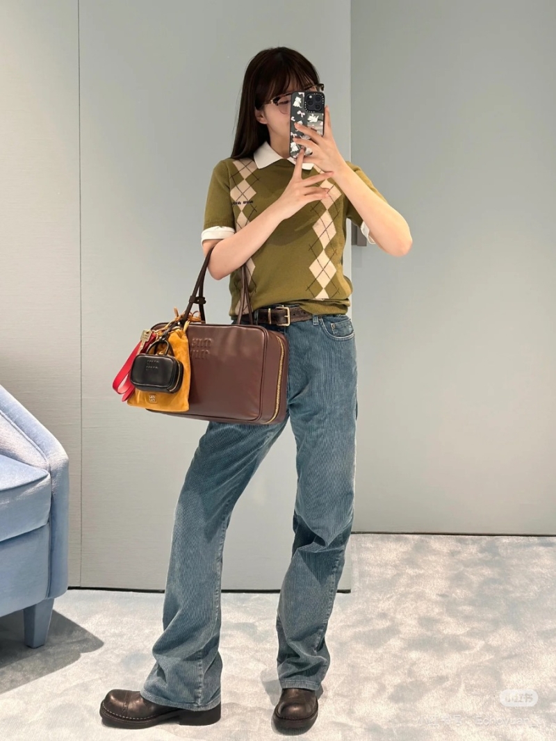 Miu Miu Retro Corduroy Straight-Leg Jeans with Washed Finish - Vintage Blue