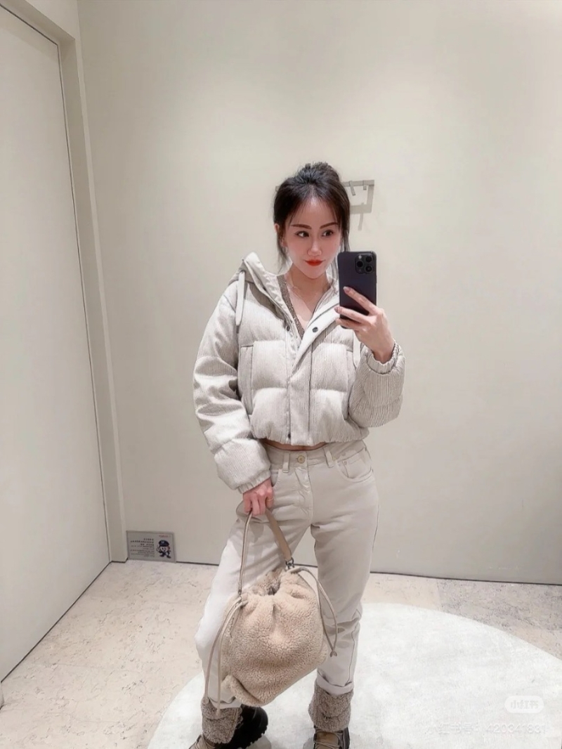 Brunello Cucinelli Luxury Collection Sparkling Embellished Cashmere Down Jacket. Gray