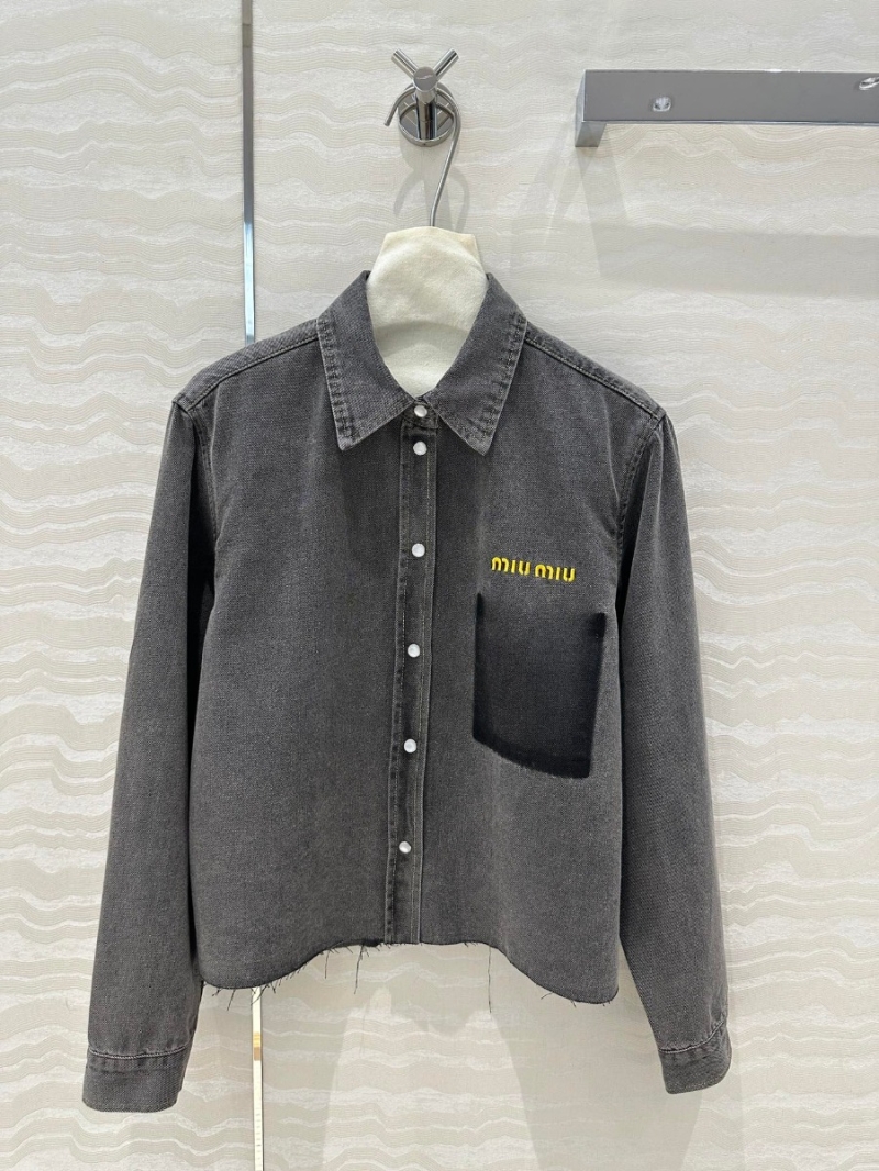 Miu Miu Retro Washed Grey Denim Short Shirt