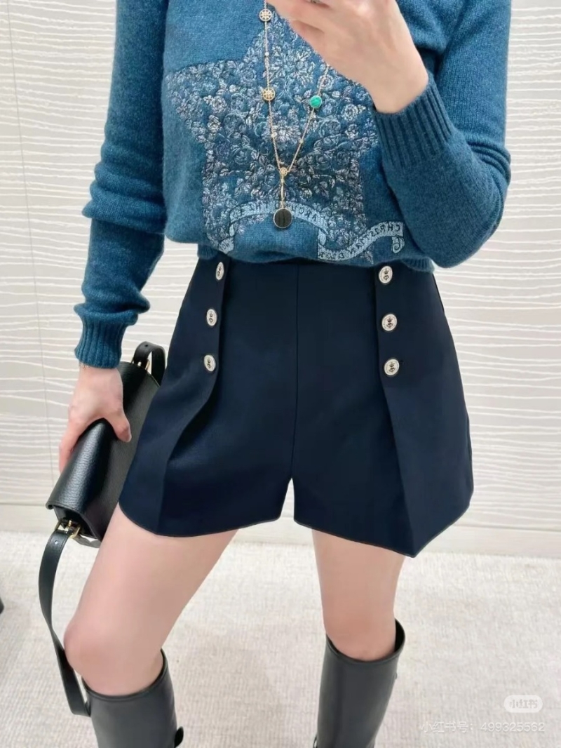 Dior 2024 Fall/Winter Collection Elegant Sailor Shorts with Pleat Design - Navy