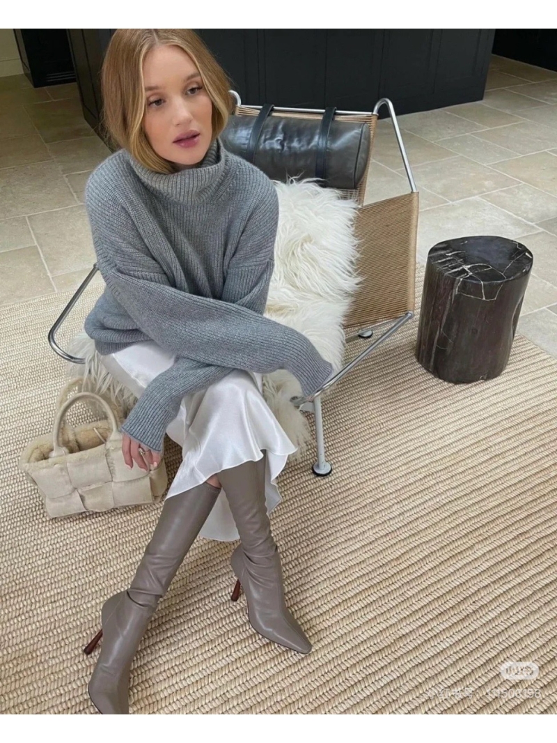 Brunello Cucinelli Luxe Collection Sparkling Turtleneck Cashmere Sweater - Grey